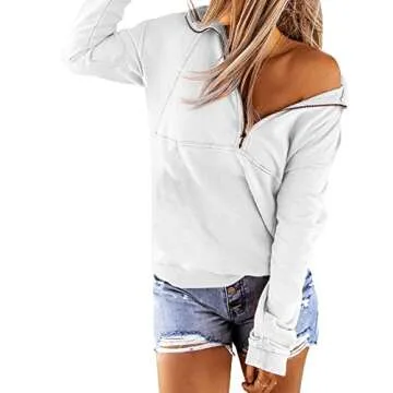 Stylish Floral Find Women's Long Sleeve Half Zip Sweatshirt - Casual & Chic