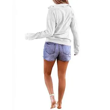 Floral Find Women's Chic Half Zip Sweatshirt Casual Pullover