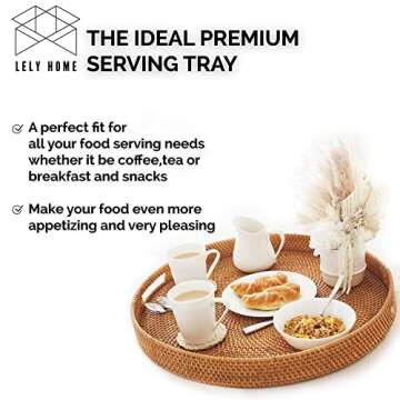 LELY HOME Rattan Serving Tray - Stylish, Durable and Versatile