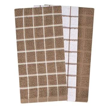 Ritz Terry Check Kitchen Towels: Highly Absorbent & Super Soft - 100% Cotton, Durable Kitchen Cleani...