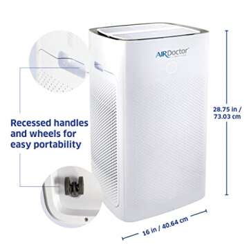 AIRDOCTOR AD5000 Series 4-in-1 Air Purifier for Extra Large Spaces & Open Concepts with UltraHEPA, Carbon & VOC Filters - Removes particles 100x Smaller than HEPA Standard (AirDoctor 5000)