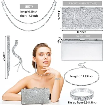 Rhinestone Evening Clutch & Jewelry Set for Women