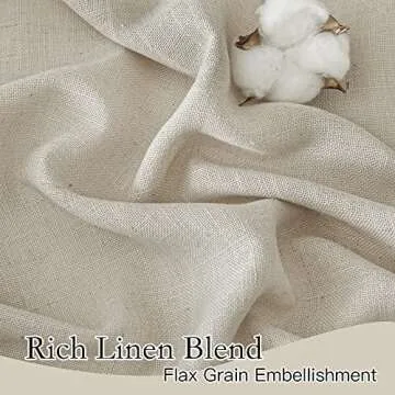 RYB HOME Linen Curtains for Bedroom - Light Airy Semi Sheer Curtains Large Window Decor for Living R...