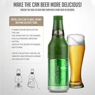 Ultrasonic Wave Canned Beer Foamer Machine, Beer Milk Like Foam Frother Handheld Size,Portable Drink...