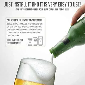 Ultrasonic Wave Canned Beer Foamer Machine, Beer Milk Like Foam Frother Handheld Size,Portable Drink Mixer, Fun Beer Accessories Kitchen Gadgets for Men - Green