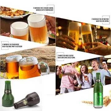 Ultrasonic Wave Canned Beer Foamer Machine, Beer Milk Like Foam Frother Handheld Size,Portable Drink Mixer, Fun Beer Accessories Kitchen Gadgets for Men - Green