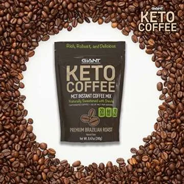 Giant Sports Keto Coffee, Instant Ketogenic Coffee Beverage Powder Mix, 6g of MCT Oil Powder per Serving, Naturally Sweetened, Sugar Free, 20 Servings