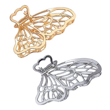 Elegant Large Metal Butterfly Hair Claw Clips for Women and Girls (Gold, Silver)