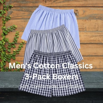 CINVIK Cotton Navy Grids Boxer Shorts for Men 3-Pack