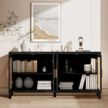 Stylish Fiogmub Rattan Sideboard Cabinet with Storage