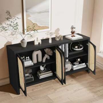 Stylish Fiogmub Rattan Sideboard Cabinet with Storage