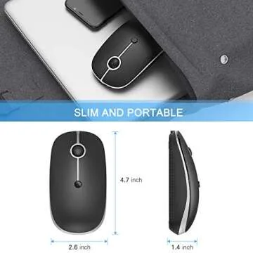 Type C Wireless Mouse，Vssoplor USB C MacBook Wireless Mouse Dual Mode 2.4G Cordless Mice with Nano USB and Type C Receiver Compatible with PC, Laptop, MacBook and All Type C Devices-Black and Silver