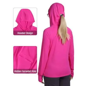 CAMEL CROWN Rash Guard for Women UPF 50+ UV Sun Protection Swim Tops Women Lightweight Quick Dry Long Sleeve Top Hoodie Red
