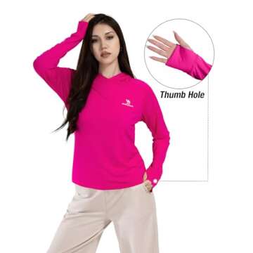 CAMEL CROWN Rash Guard for Women UPF 50+ UV Sun Protection Swim Tops Women Lightweight Quick Dry Long Sleeve Top Hoodie Red