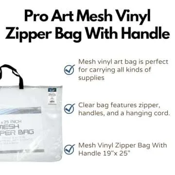 Pro Art Vinyl 19-inch x 25-inch Mesh Bag with Zipper and Handle, Durable and Water-Resistant