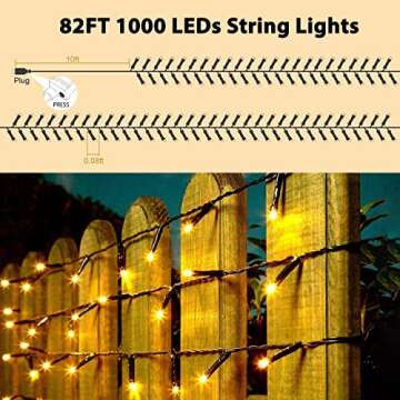 Quntis 82ft 1000 LED Cluster Christmas Lights