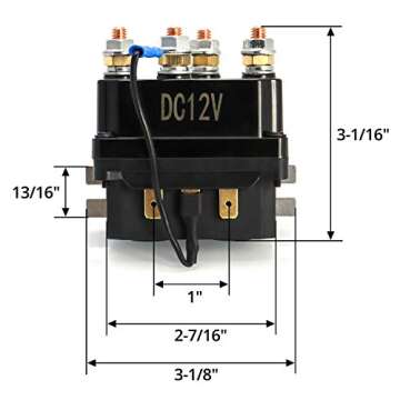 QWORK Solenoid Relay, 12V 250A Winch Relay Solenoid Replacement Contactor for 3000-5000lbs ATV UT Winch Control