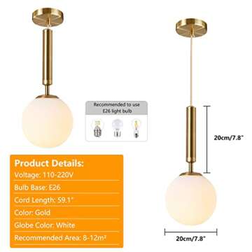 KCO Lighting Modern Globe Pendant Light for Elegant Spaces