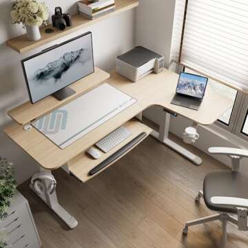 EUREKA ERGONOMIC Standing Desk Adjustable Height 61" Electric Sit Stand Computer Desk L Shaped with ...