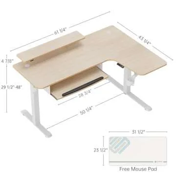 EUREKA ERGONOMIC Adjustable Height L-Shaped Desk