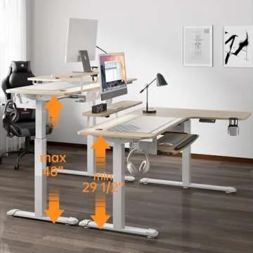 EUREKA ERGONOMIC Adjustable Height L-Shaped Desk