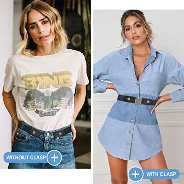 SANSTHS Buckle-Free Elastic Women Belt for Jeans Without Buckle, Comfortable Invisible Belt No Bulge No Hassle