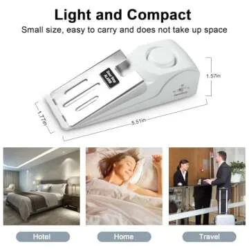 Door Stop Alarm with 120dB Siren, Portable Door Stopper Security Alarm for Travel, Hotel, Apartment and Home, 3 Levels Sensitivity Door Wedge Alarm (Pack of 2)