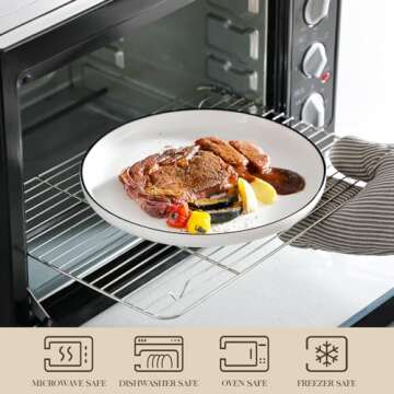 MALACASA Plates and Bowls Sets, 18 Pieces Modern Porcelain Dinnerware Set for 6 White Kitchen Dinner Ware Set wtih Black Rim Ceramic Dishware Dishes Microwave and Dishwasher Safe, Series LUNA