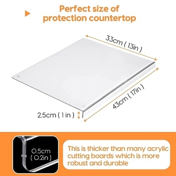 Acrylic Cutting Board with Counter Lip, 17" x 13" - Durable & Non-slip
