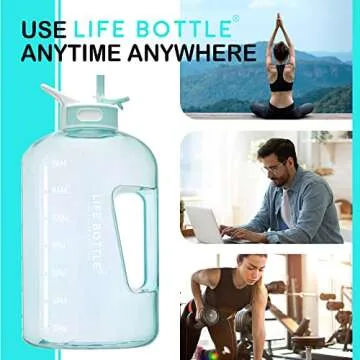 Life Bottle 1 Gallon Water Bottle with Straw and Chug Lid