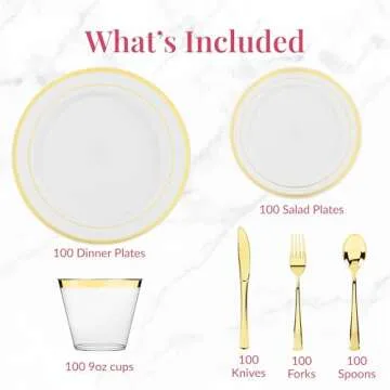 Prestee 600-piece Elegant Disposable Dinnerware Set