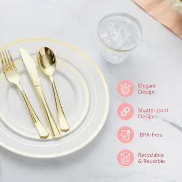 Prestee 600-piece Elegant Disposable Dinnerware Set