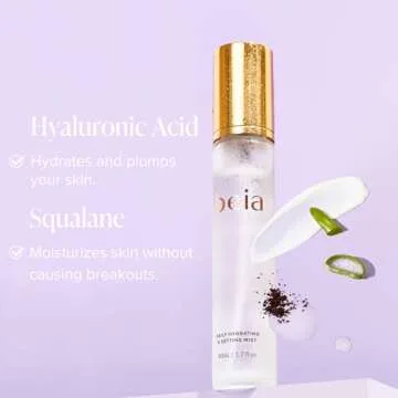 Beia Hydrating Face Mist & Setting Spray with Hyaluronic Acid - Moisturizing Skincare for Sensitive ...