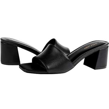 PIZZ ANNU Women's Square Open Toe Heels - Comfortable Block Heeled Sandals