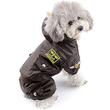 Morezi Small Dog Apparel Airman Fleece Winter Coat Snowsuit Hooded Jumpsuit Waterproof (This Style Run Small, pls take a Measure of Your furbaby and Choose one Size Larger) - Brown - XSmall