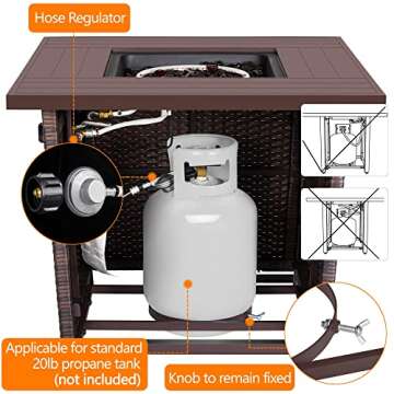 Yaheetech Fire Pit 28in Propane Fire Pit Table 50,000 BTU Wicker Gas Fire Pit Table w/Weatherproof PE Rattan Frame and Fire Glass for Outdoor Patio Garden Backyard, Smokeless Gas Firepit Table