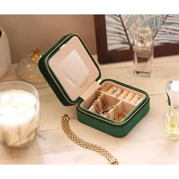 Compact Luxury BLUTETE Travel Jewelry Box with Mirror