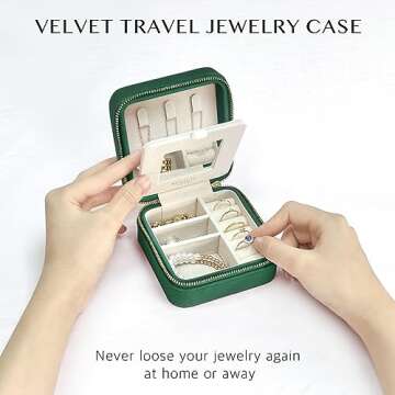 Compact Luxury BLUTETE Travel Jewelry Box with Mirror
