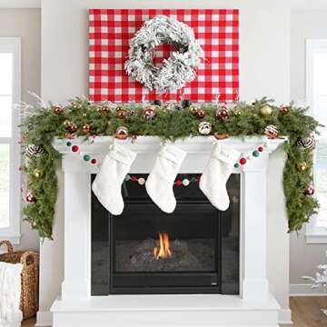 DearHouse 6Ft Artificial Christmas Garland Pine Cypress Greenery Garland for Holiday Season Mantel Fireplace Table Runner Centerpiece Décor
