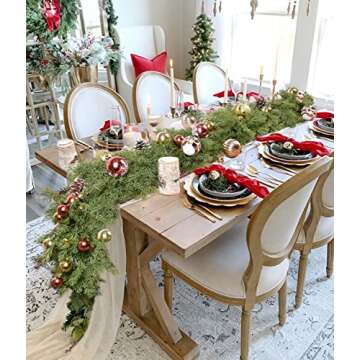 DearHouse 6Ft Artificial Christmas Garland Pine Cypress Greenery Garland for Holiday Season Mantel Fireplace Table Runner Centerpiece Décor