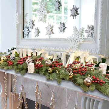 DearHouse 6Ft Artificial Christmas Garland Pine Cypress Greenery Garland for Holiday Season Mantel Fireplace Table Runner Centerpiece Décor