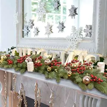 DearHouse 6Ft Artificial Christmas Garland Pine Cypress Greenery Garland for Holiday Season Mantel Fireplace Table Runner Centerpiece Décor