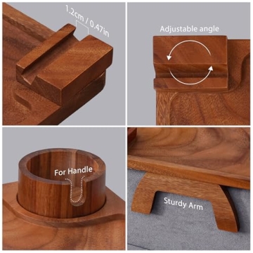 ROCDEER Acacia Wood Couch Tray for Drinks and Snacks