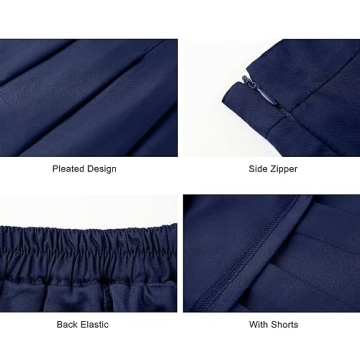 Stylish Women's Pleated Mini Skirt with Built-in Shorts