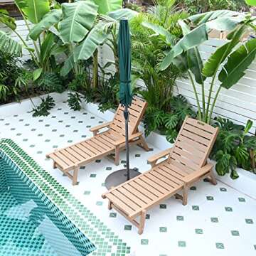 Psilvam Chaise Lounges Set of 4, Lounge Chairs with Adjustable Backrest, Supports Up to 350 lbs, All...