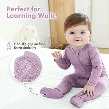 HAPIU Rayon from Bamboo Baby Footed Pajamas, 2 Way Zipper YKK, Footie for Baby Boy Girls, Newborn-24 Months, 2-Pack, Strawberry Ice & Tulipwood, 0-3 Months