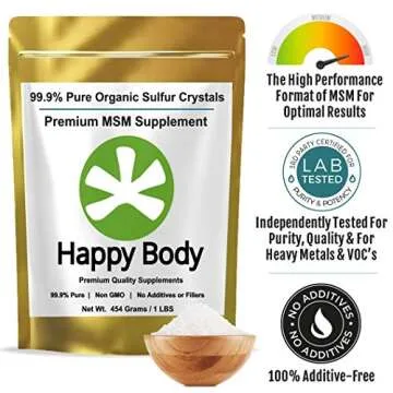 Organic Sulfur Crystals - 99% Pure MSM Crystals, Premium MSM Supplement - Excellent Quality and Absorption. 1 LB Pack.