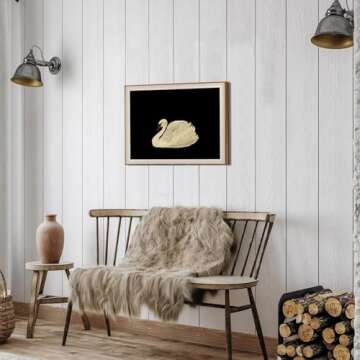 Framed Canvas Wall Art Swan Decor, Vintage Wall Art Animal Oil Painting Bathroom Wall Decor, Swan Vintage Art Prints for Wall Decor, Vintage Home Decor for Living Room Bedroom Kitchen - 12x16 inches