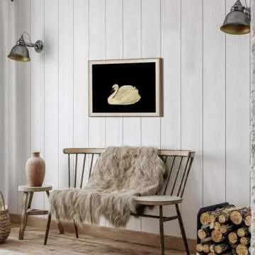 Framed Canvas Wall Art Swan Decor, Vintage Wall Art Animal Oil Painting Bathroom Wall Decor, Swan Vintage Art Prints for Wall Decor, Vintage Home Decor for Living Room Bedroom Kitchen - 12x16 inches