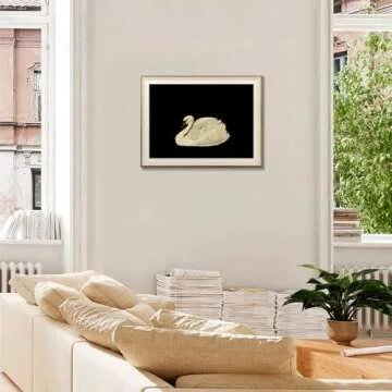 Framed Canvas Wall Art Swan Decor, Vintage Wall Art Animal Oil Painting Bathroom Wall Decor, Swan Vintage Art Prints for Wall Decor, Vintage Home Decor for Living Room Bedroom Kitchen - 12x16 inches